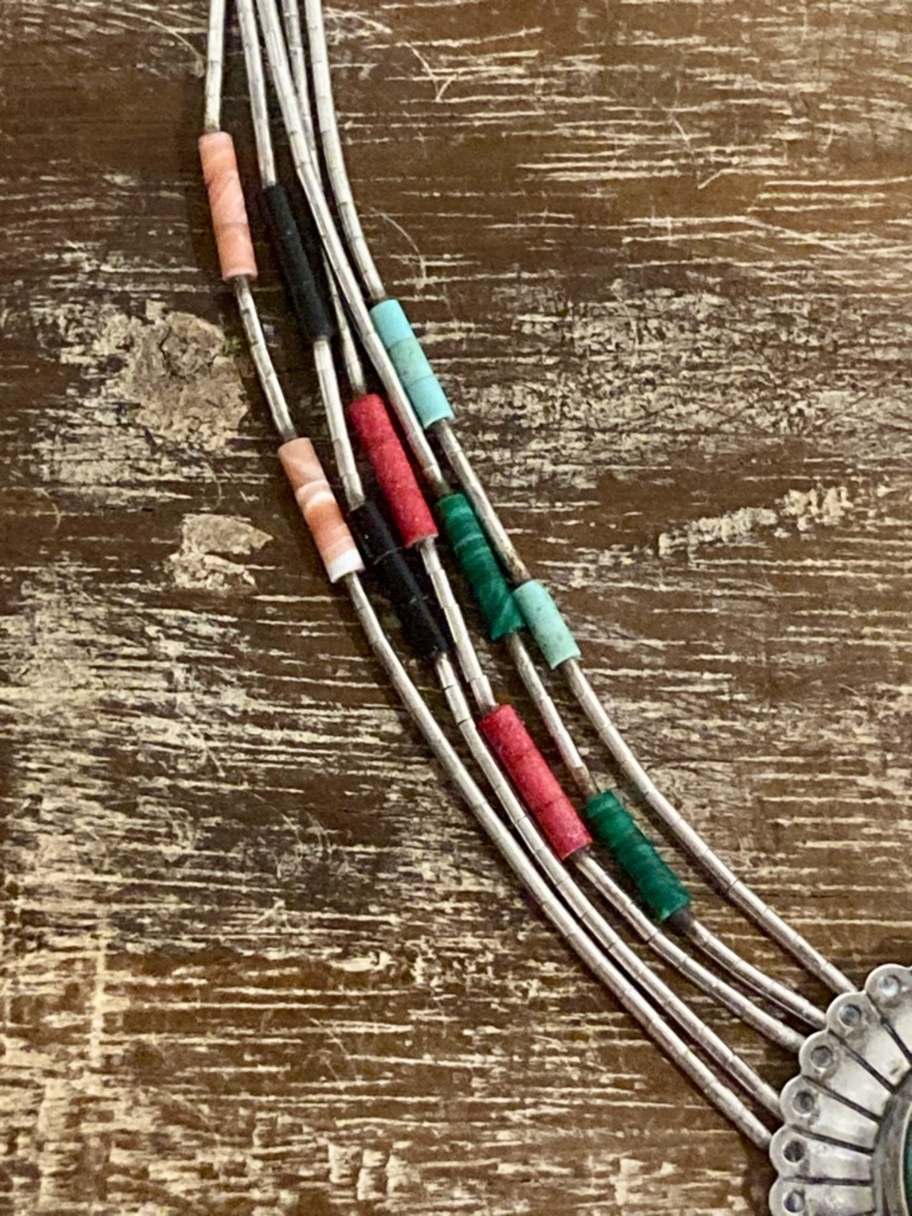 Southwestern Style Inlay Statement Necklace Y2K Style Sterling Silver QT Quoc - Picture 9 of 16